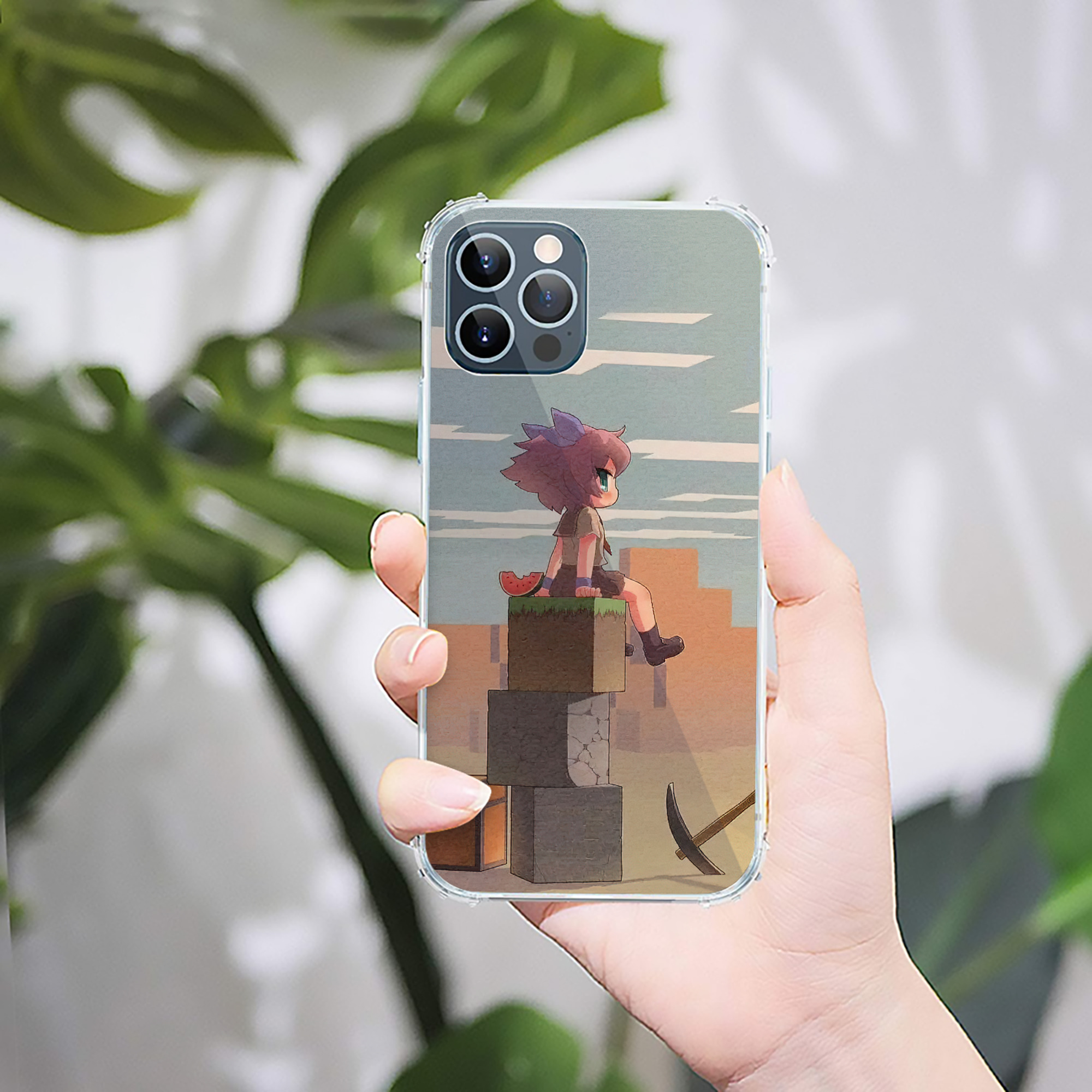 （画像用） マインクラフト ブロックの世界 Minecraft MC Block world 【iPhone 12シリーズ対応】透明スマホケース（クリアソフトケース）